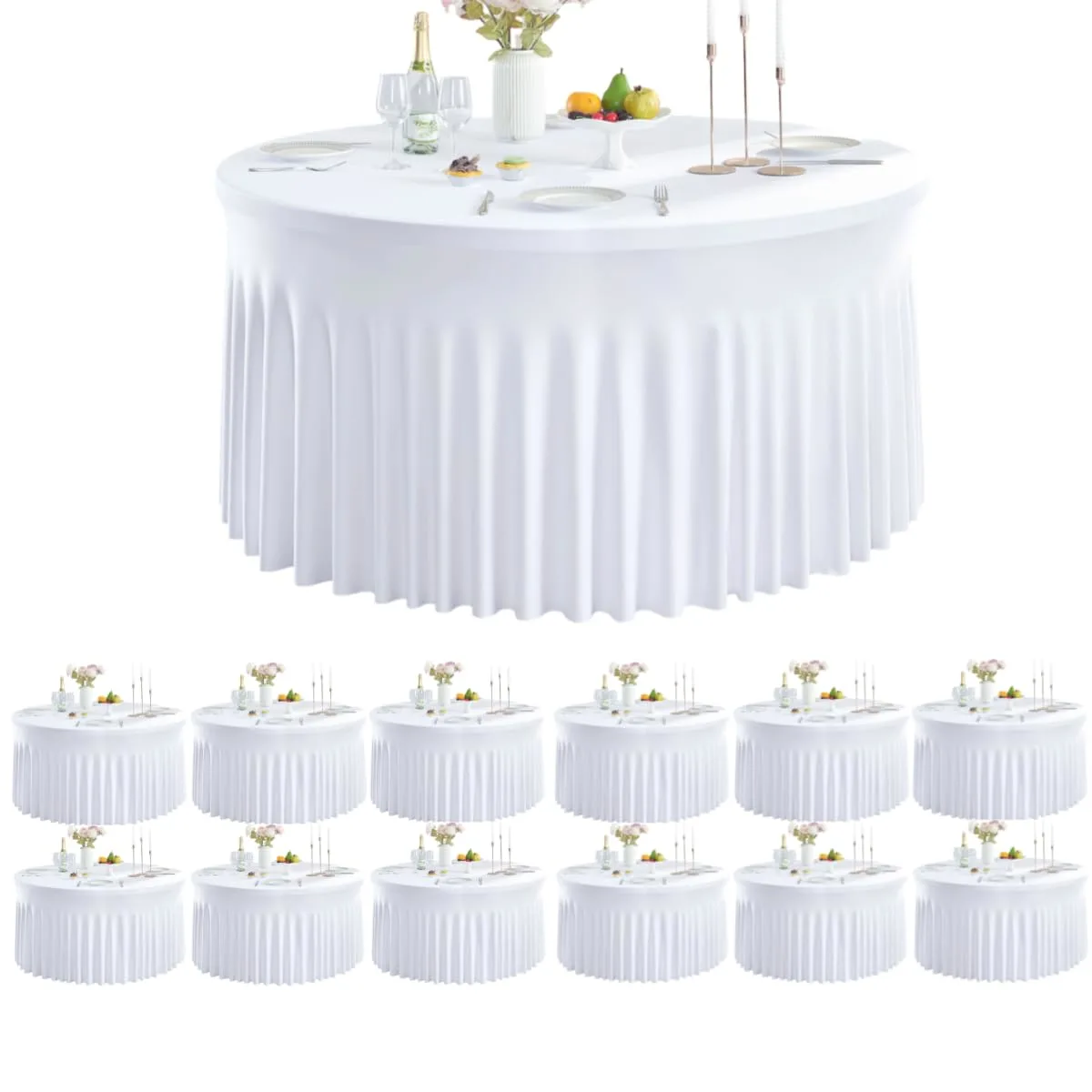 spandex white round tablecloth 1