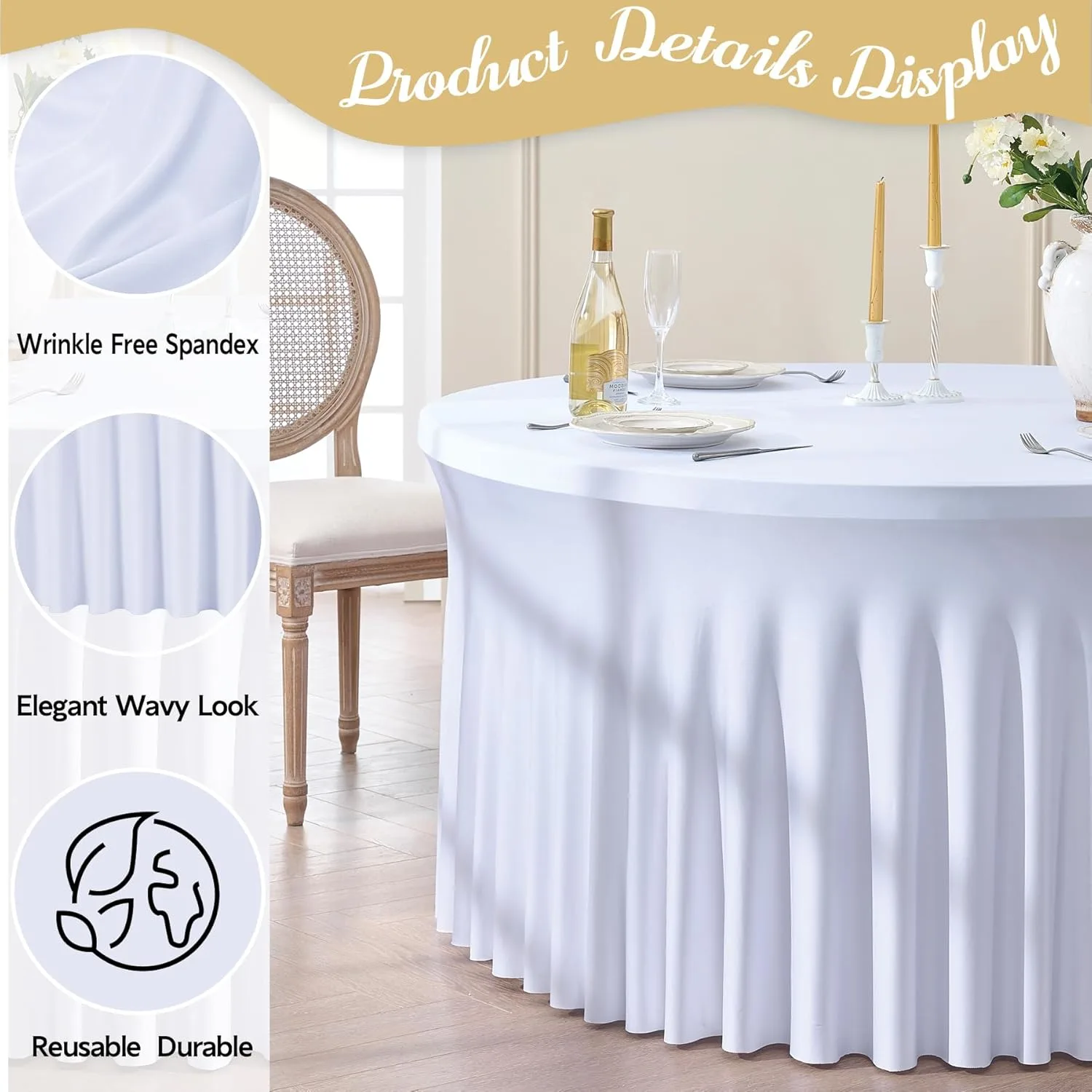spandex white round tablecloth 2