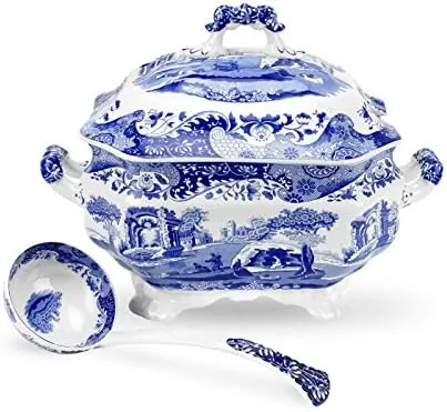 Spode Blue Italian Soup Tureen and Ladle Set