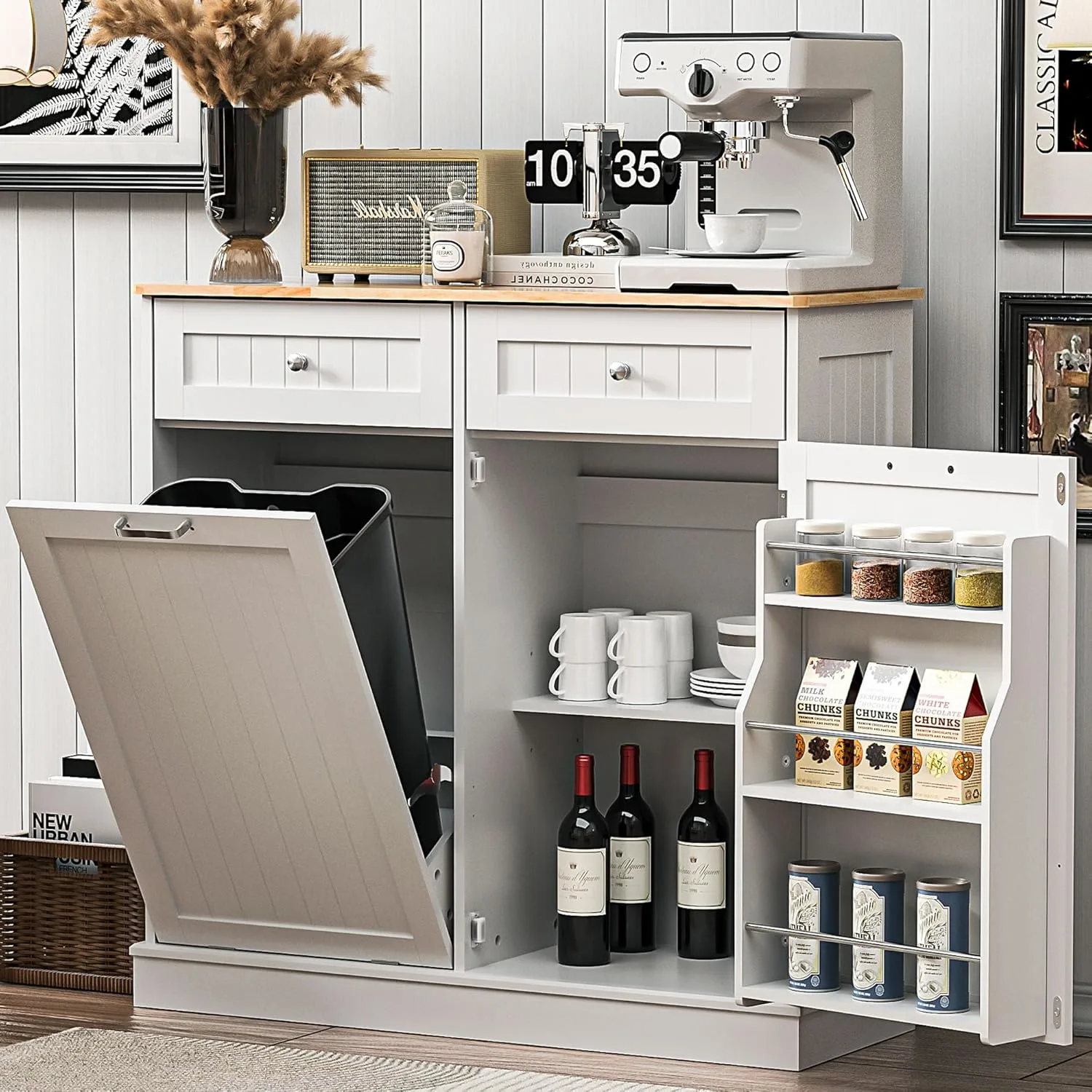spurgehom 13 gal tilt out trash cabinet white 1