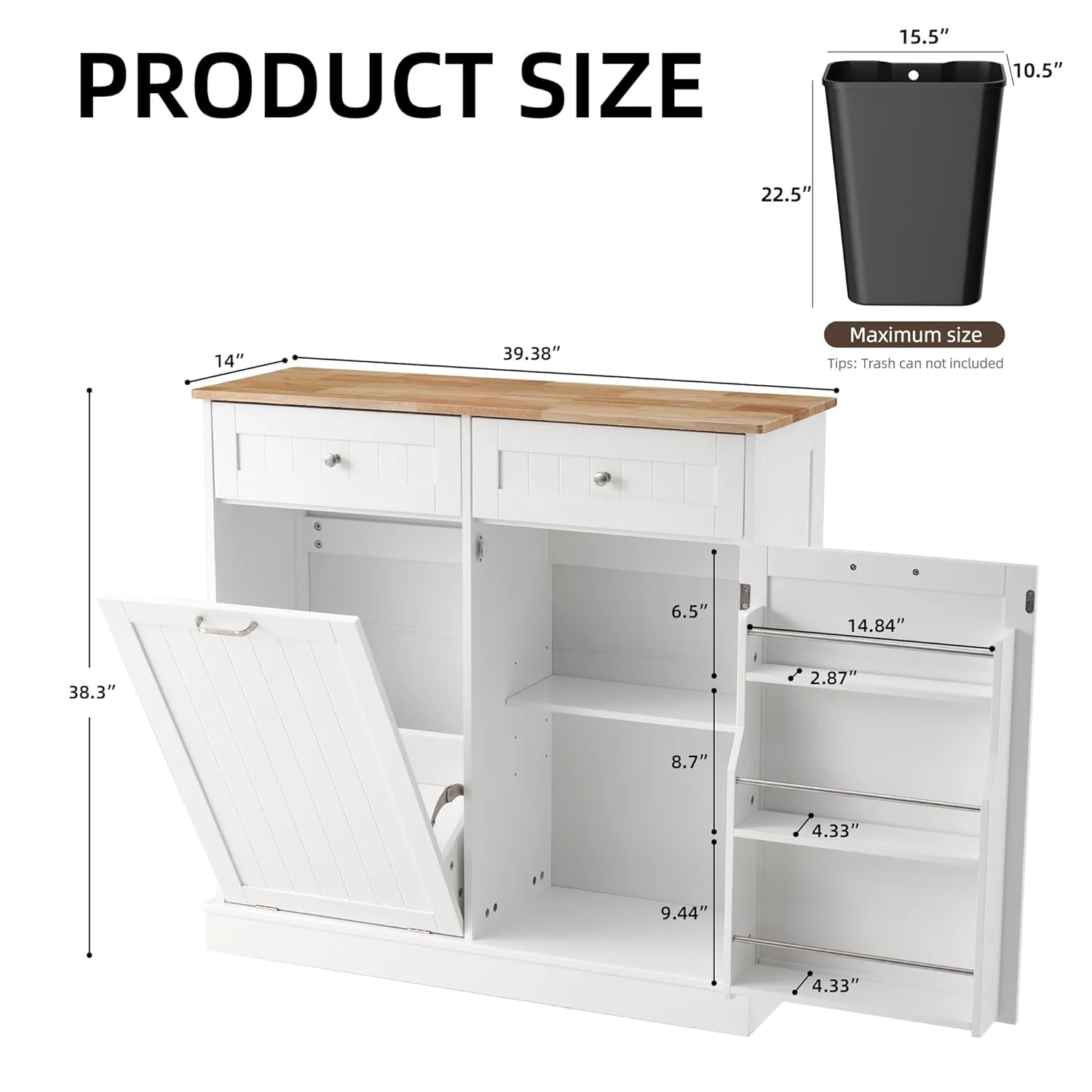 spurgehom 13 gal tilt out trash cabinet white 2