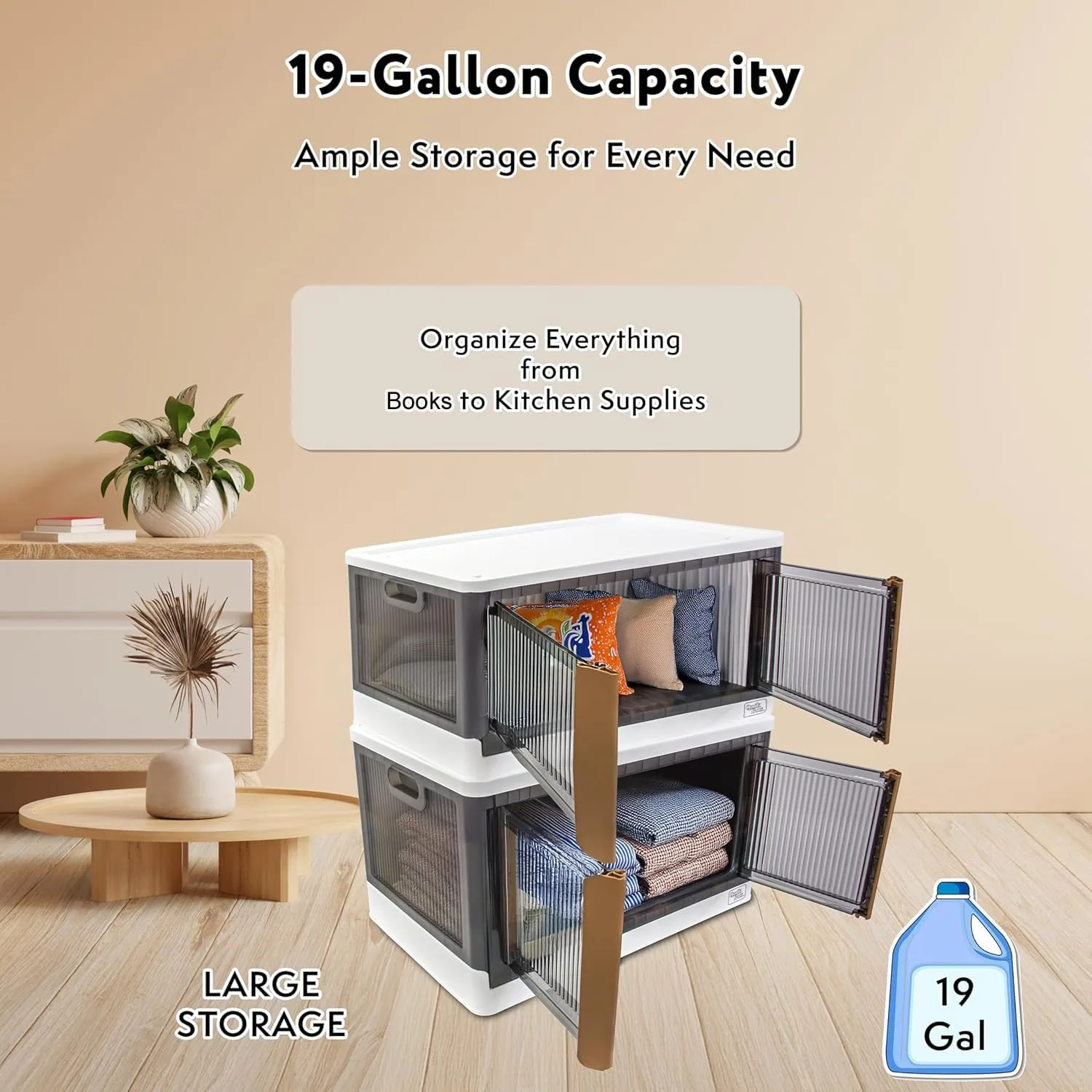 stackable storage bins doors wheels 2