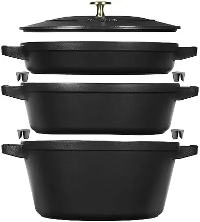 staub cast iron cookware set black 1