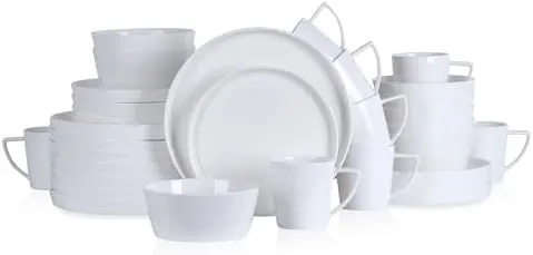 STON LIAN Madeline Bone China Dinnerware Set, 32-Piece Service for 8, White