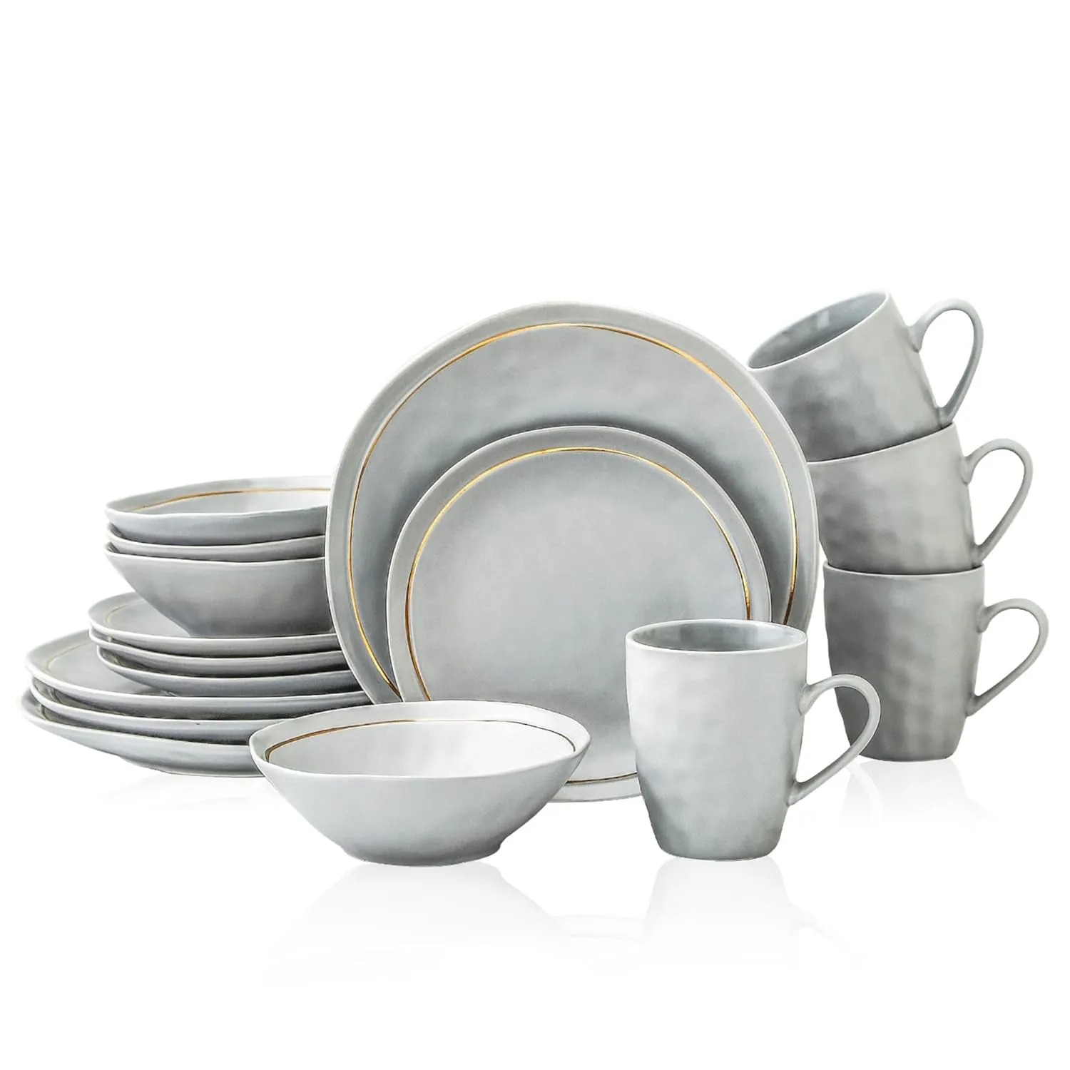Stone + Lain Clara 32-Piece Round Porcelain Dinnerware Set, Blue