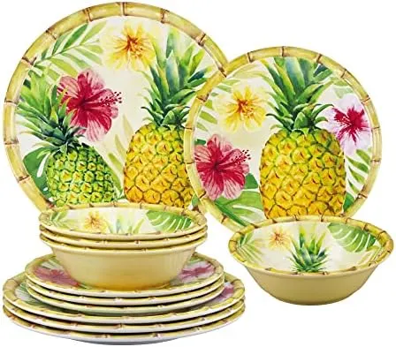 Supreme Housewares Gourmet Art Melamine Dinnerware Set S/12 Multicolor 707