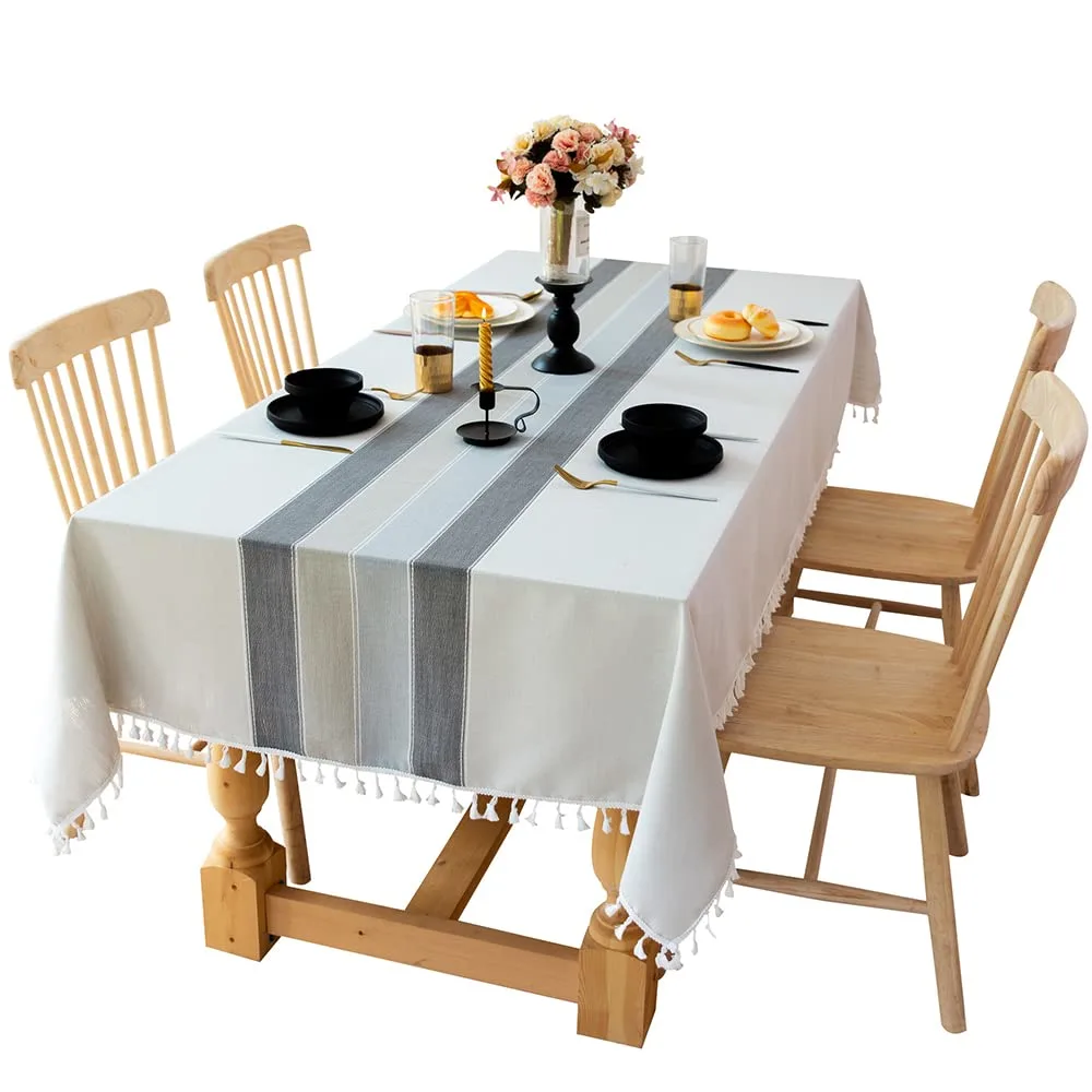 tablecloth cotton linen tassel 1