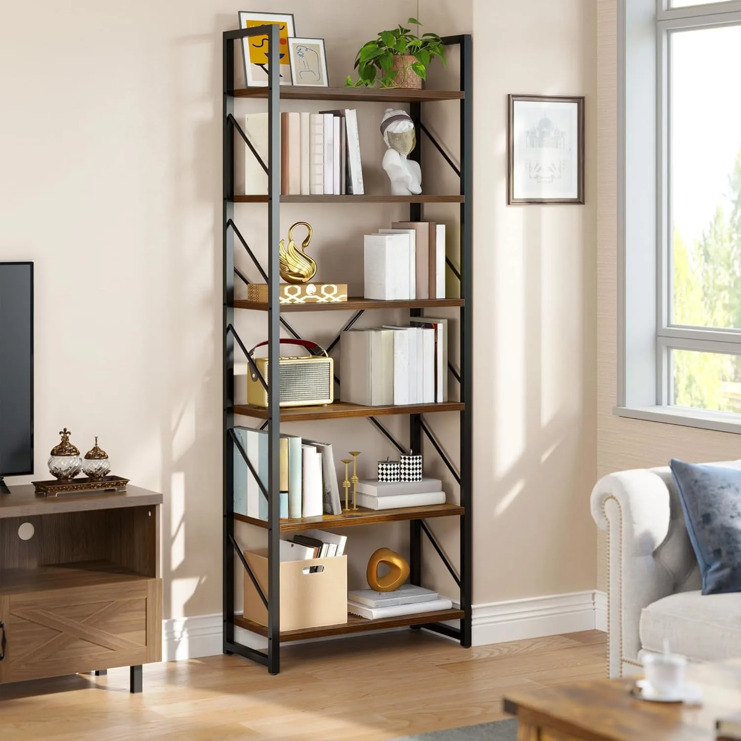 tall bookshelf industrial 1