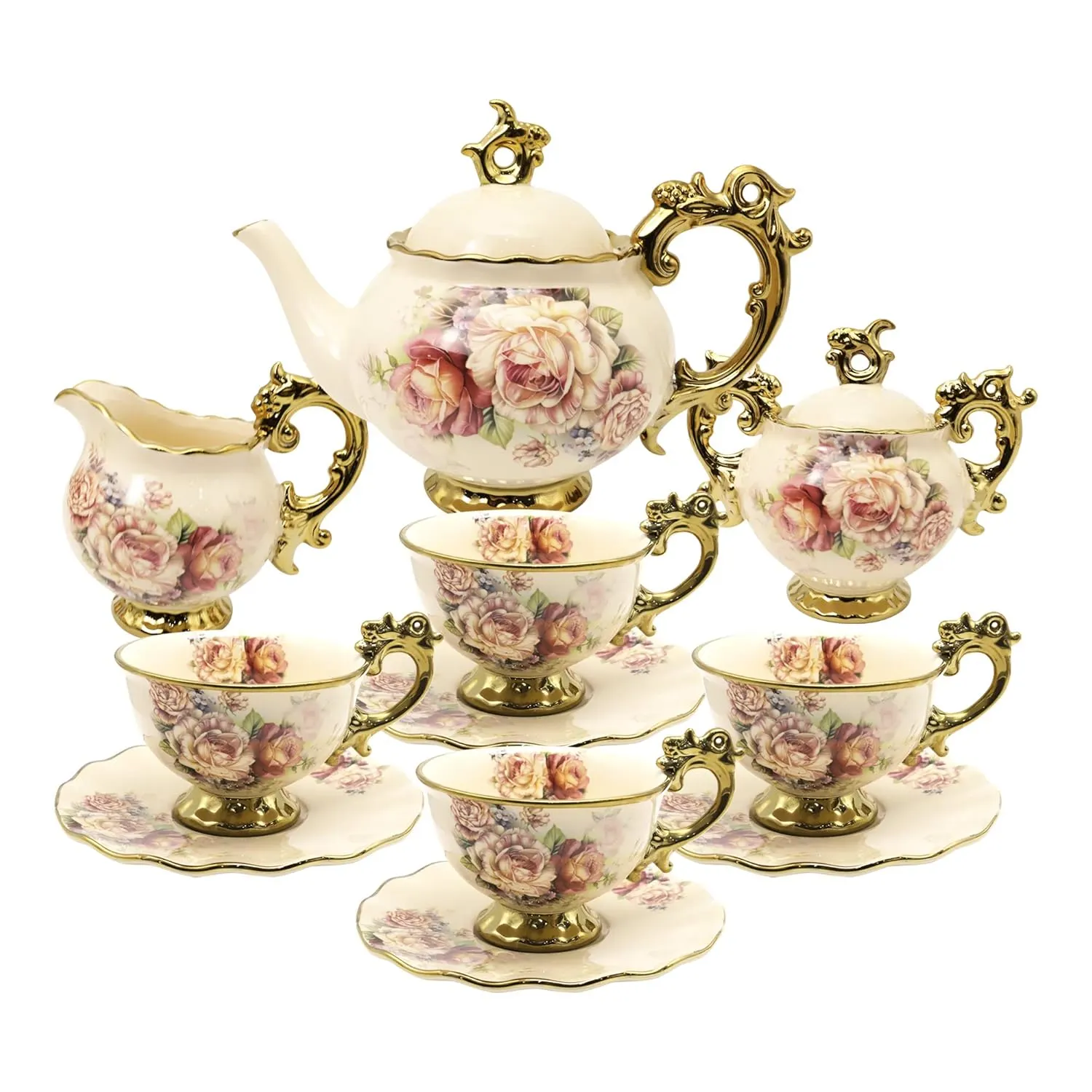 tea set porcelain floral 1