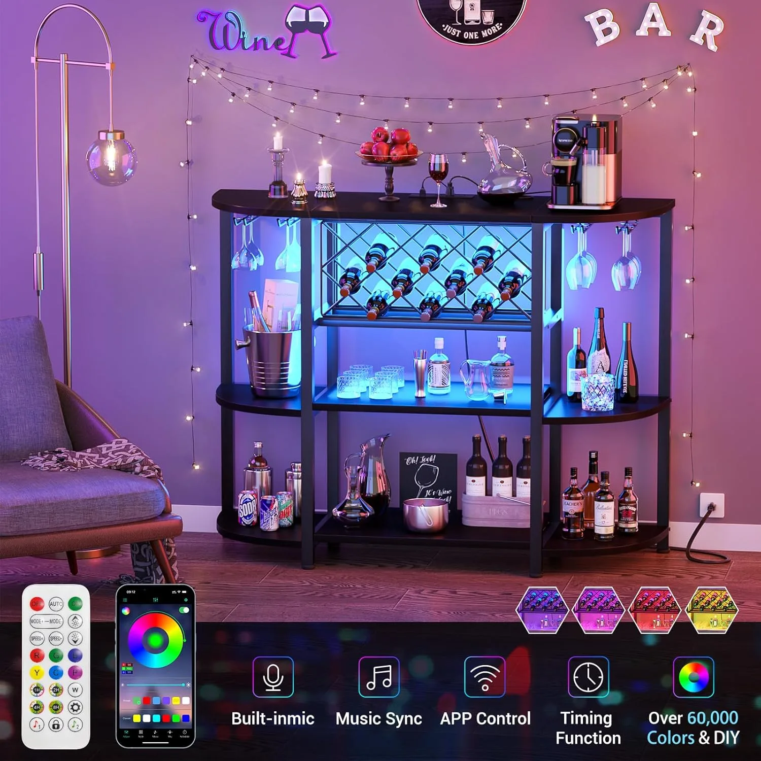 unikito led coffee bar cabinet outlet wine storage 2