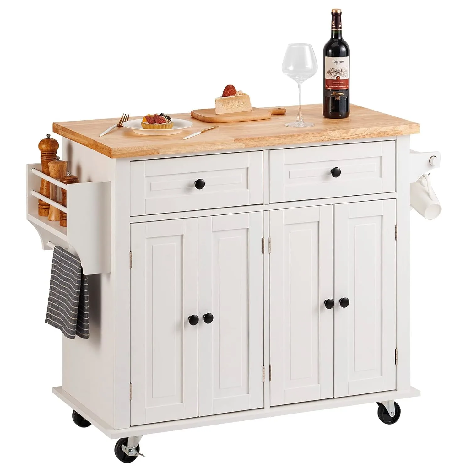vevor mobile kitchen island cart white 1