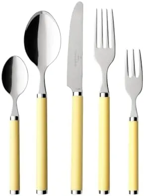 Villeroy & Boch Play! Sunny Day Cutlery Set for 6, 30-Piece, Stainless Steel, Yellow Plastic Handle