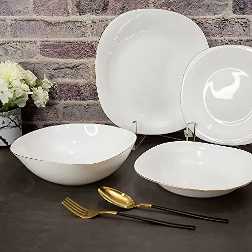 Virtuoso Opal Dinnerware Set - White & Gold