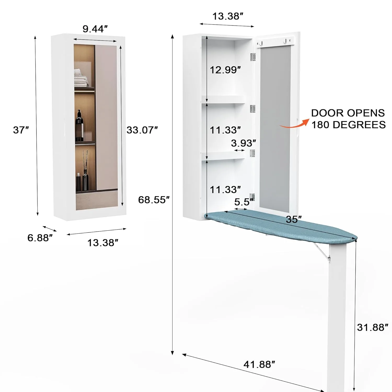 wall mount ironing cabinet mirror 2