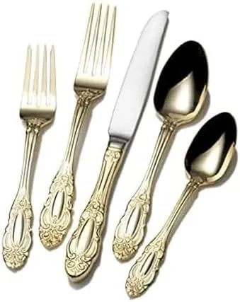 Wallace Gold Plated Stainless Steel Flatware Set - 65 Piece Service for 12
