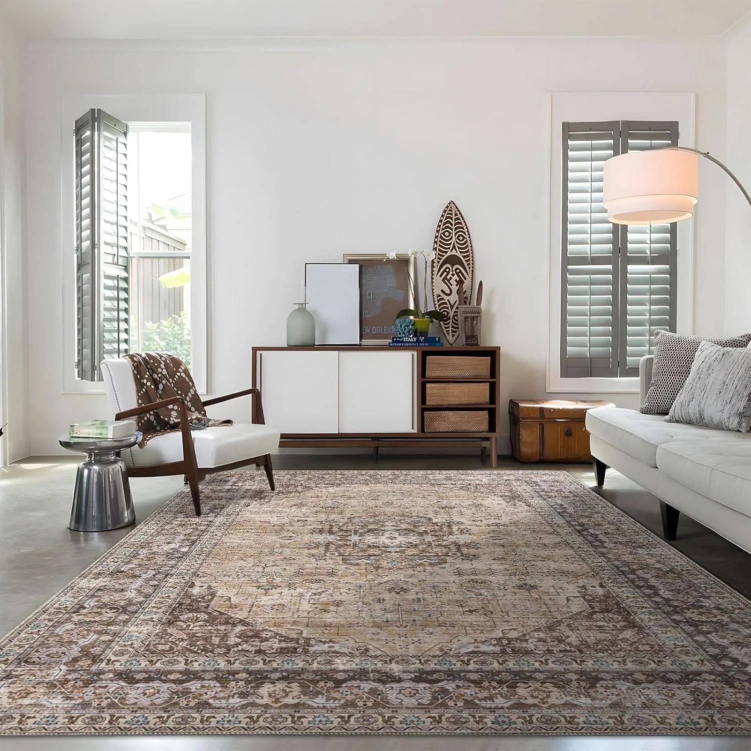 washable area rug bohemian brown 2