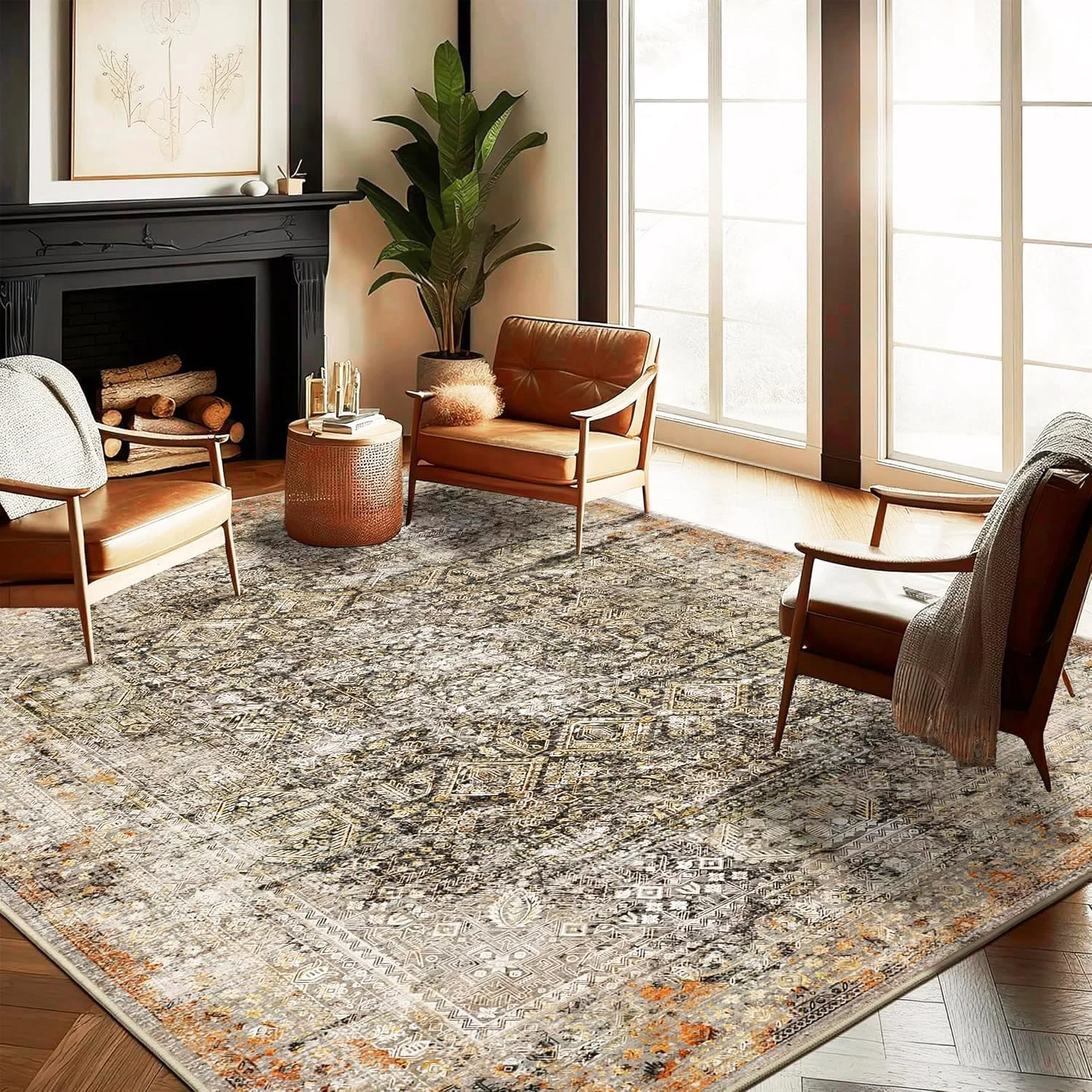 washable vintage area rug 1