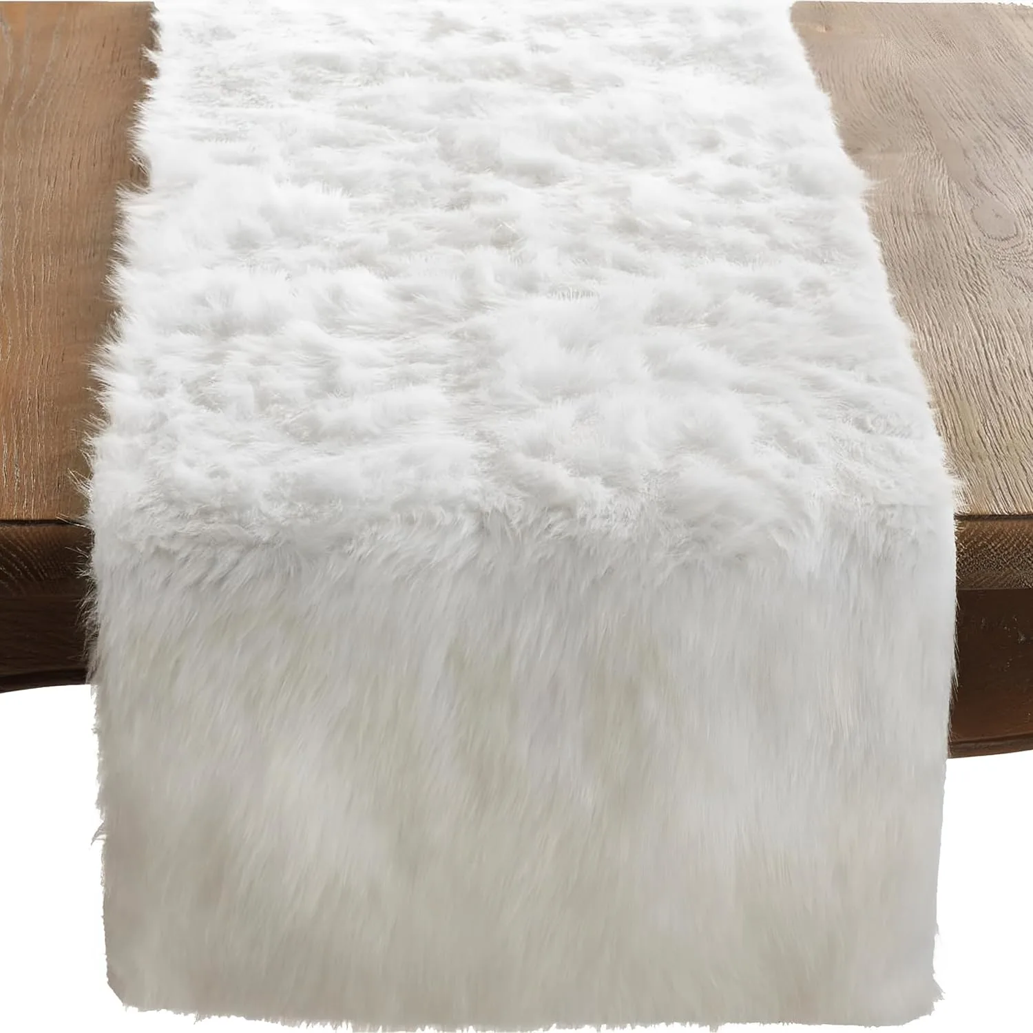 white faux fur runner 1