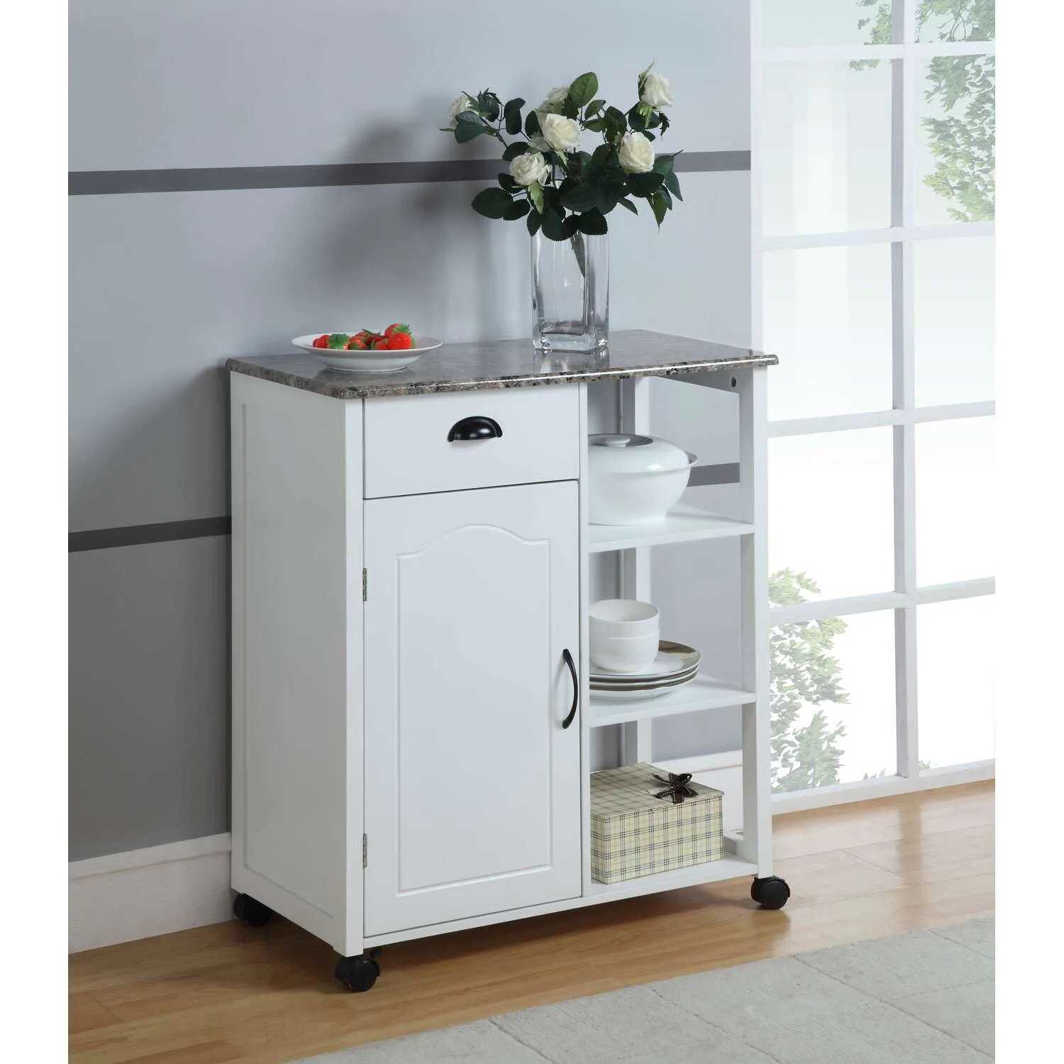white kitchen cabinet cart 1