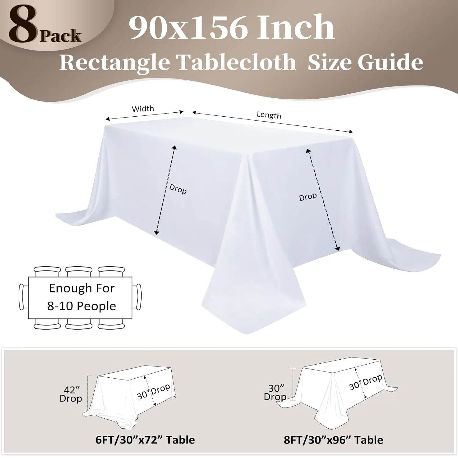 white rectangle tablecloth pack 2