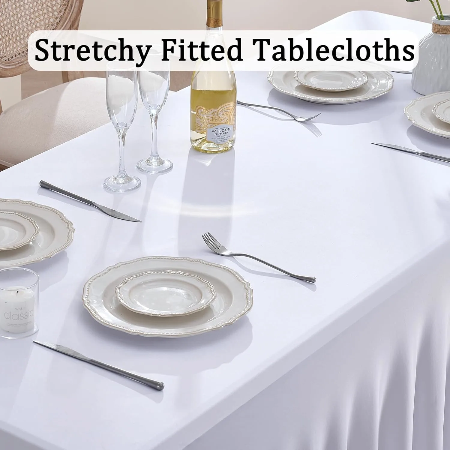 white spandex tablecloth fitted 2