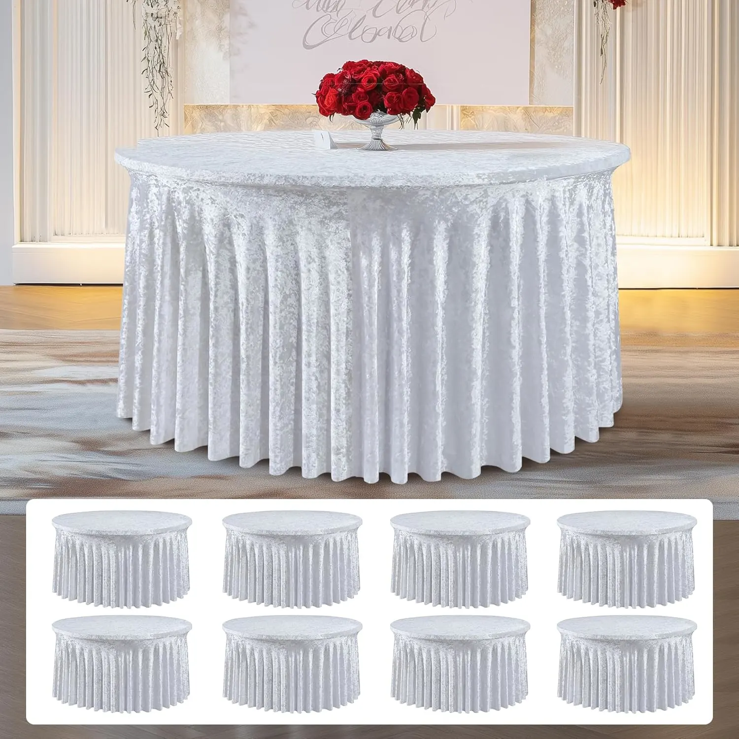 white velvet round tablecloth 1