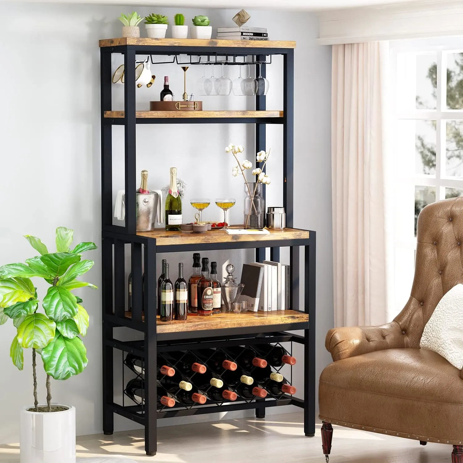 wine bakers rack kitchen 1