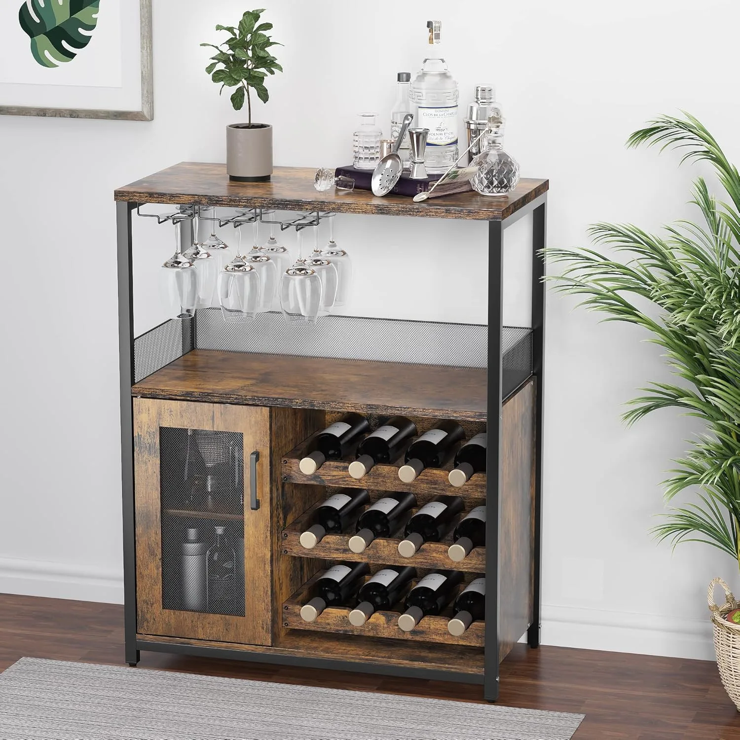 wine bar cabinet glass holder 1