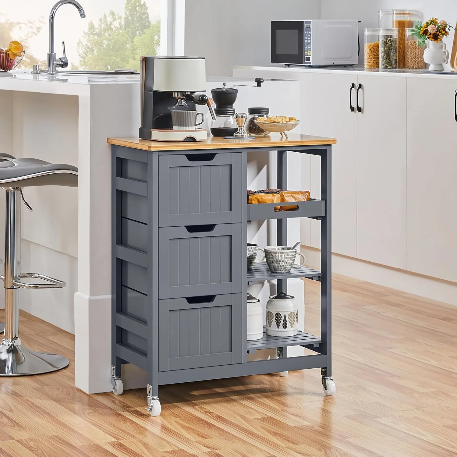 yaheetech kitchen island cart storage dark gray 1
