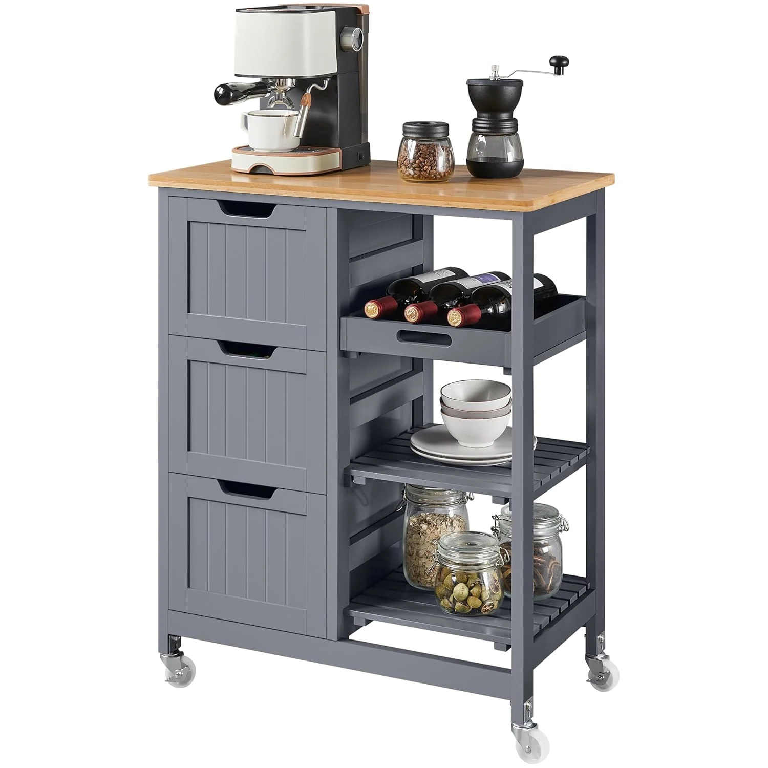 yaheetech kitchen island cart storage dark gray 2