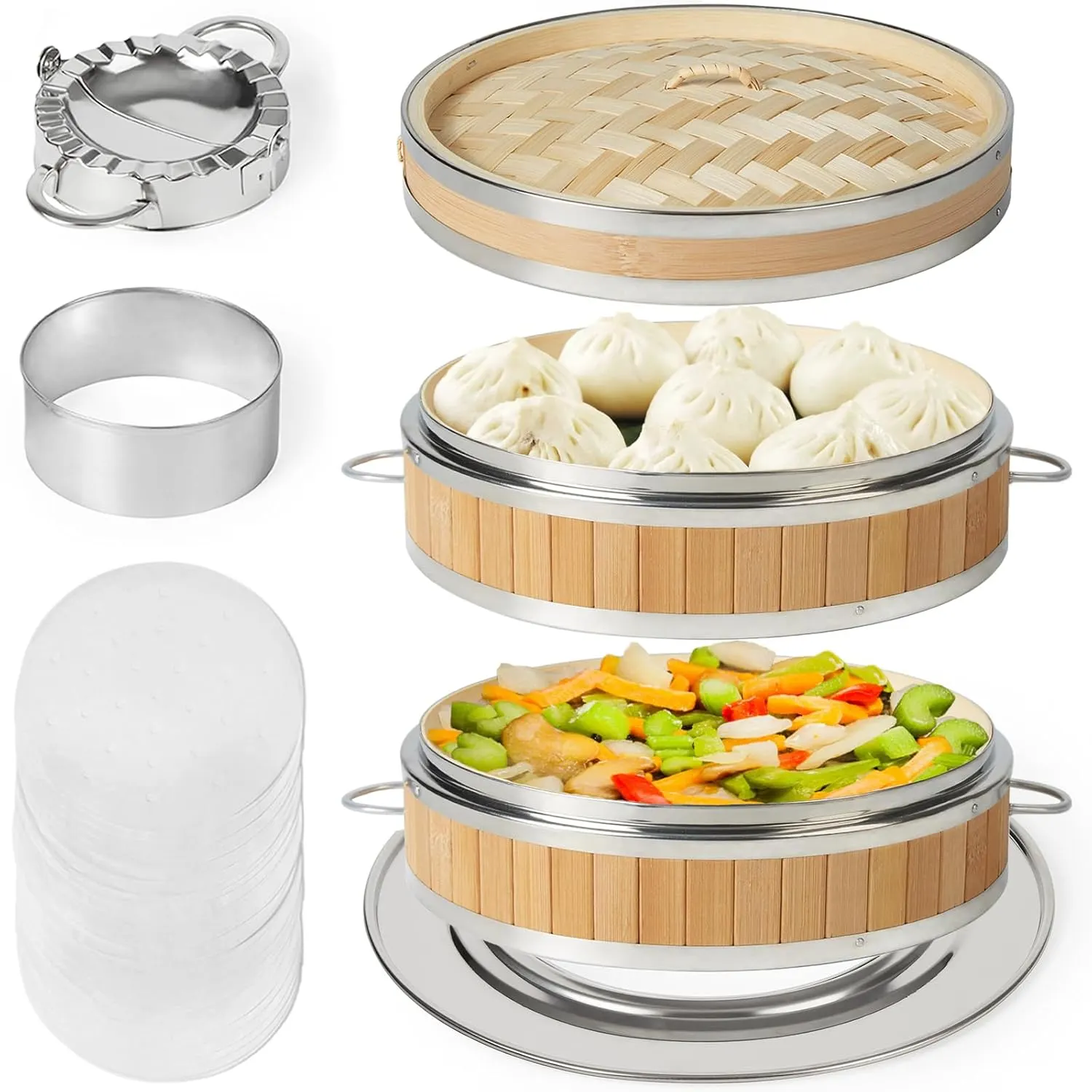 bamboo steamer basket set 1