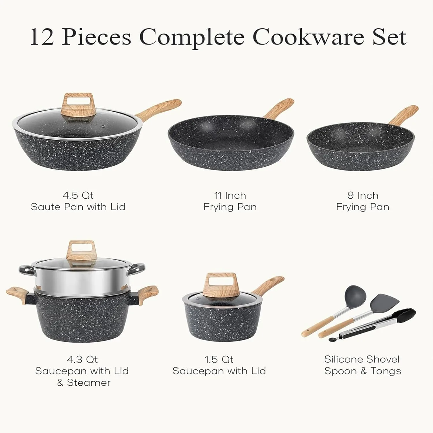 black pots pans set 2