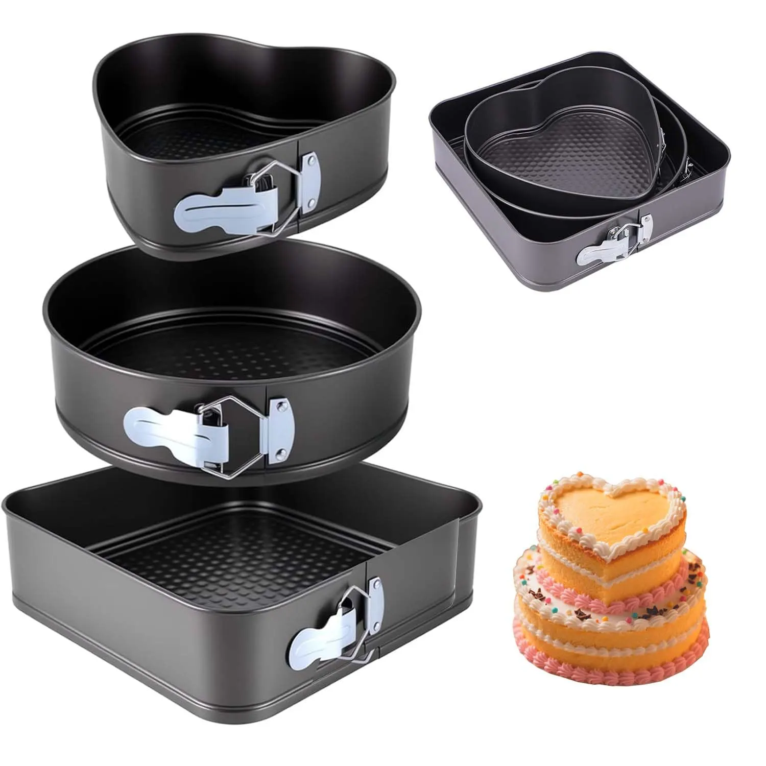 cake tins heart round 1