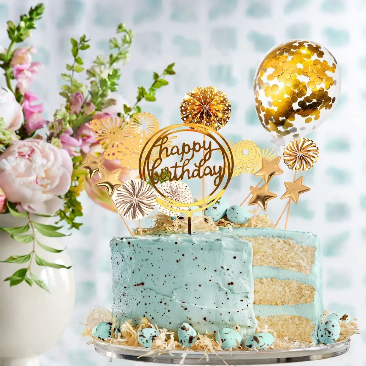 cake toppers gold birthday 2