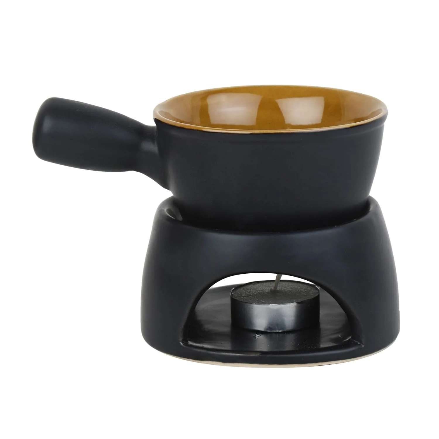 ceramic fondue pot black 1