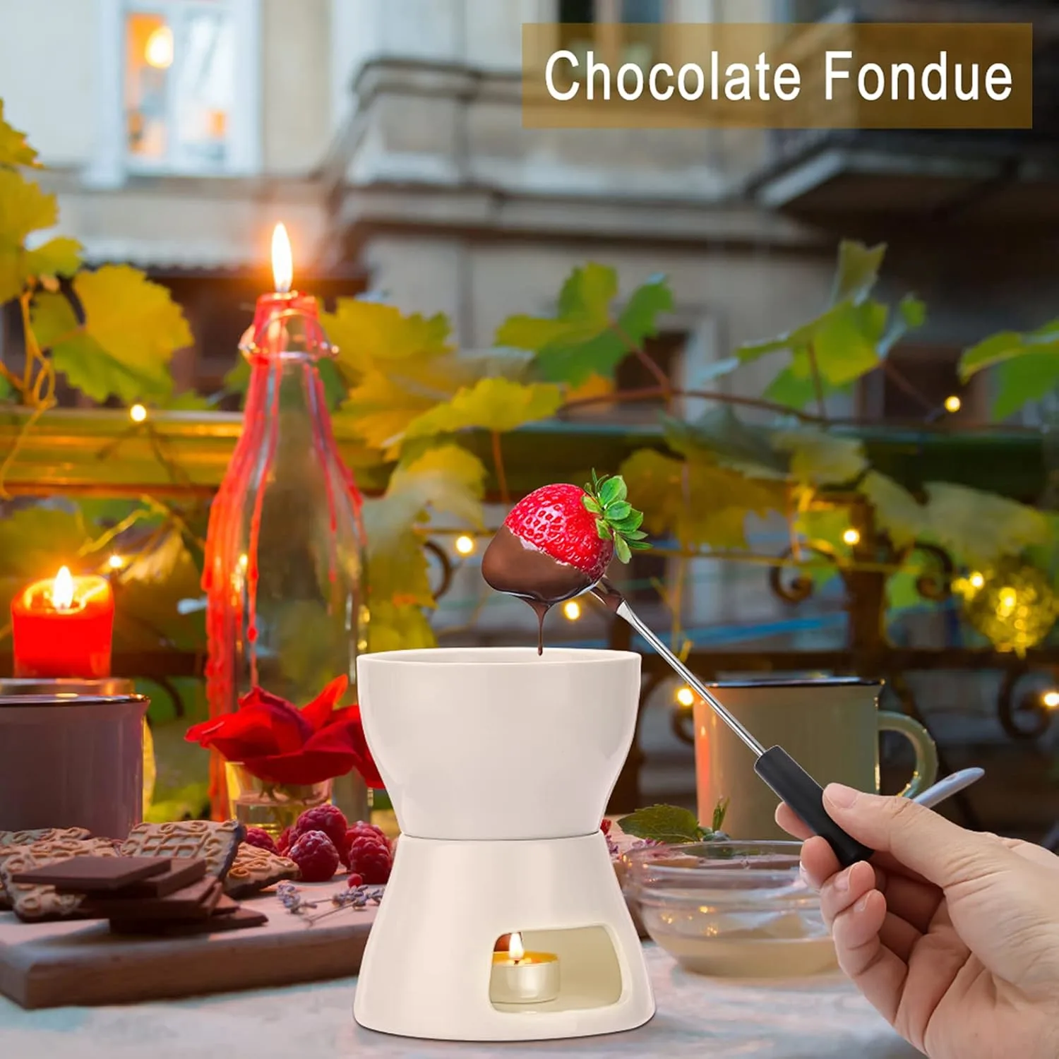 ceramic fondue pot set 2