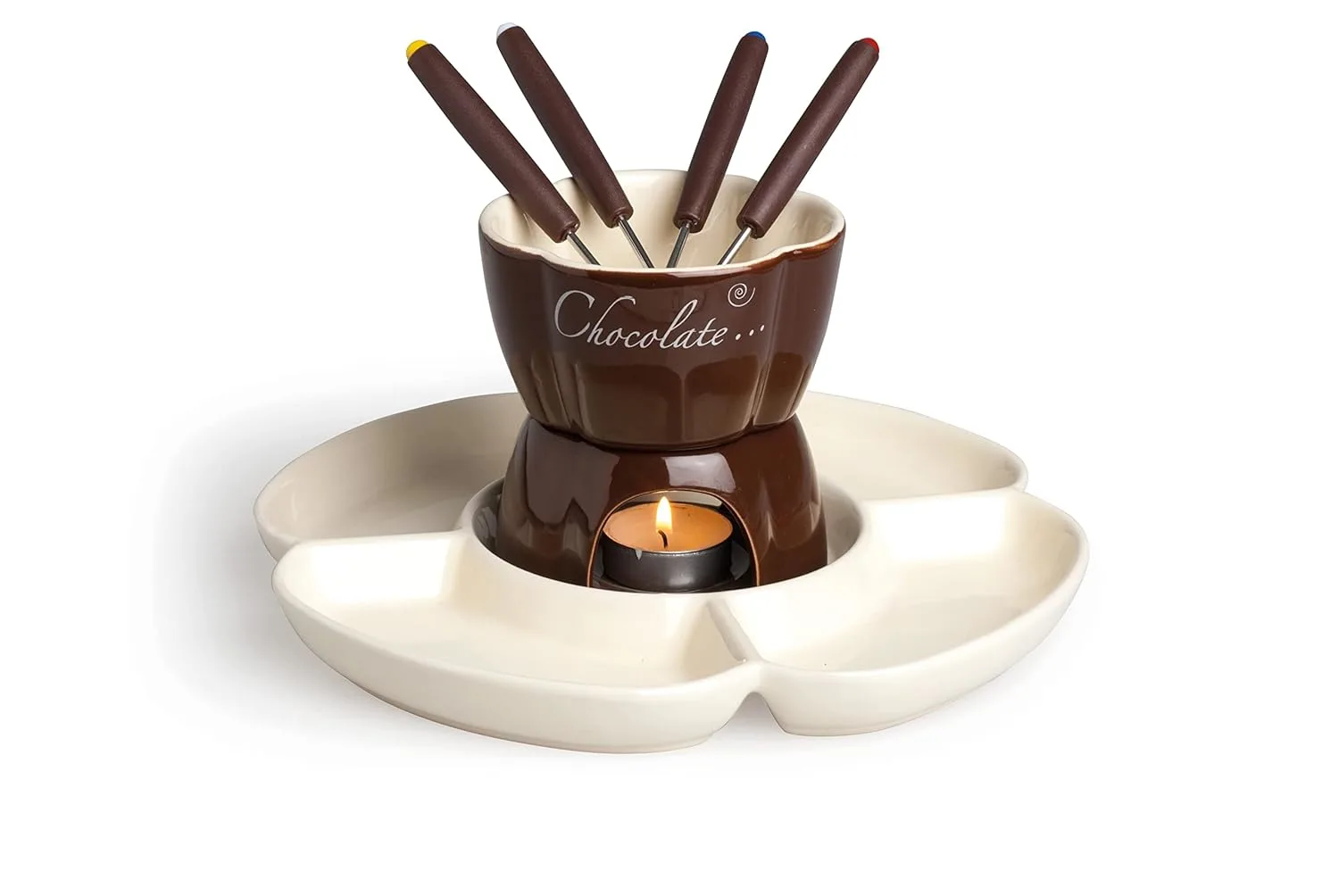 chocolate fondue set cream 2