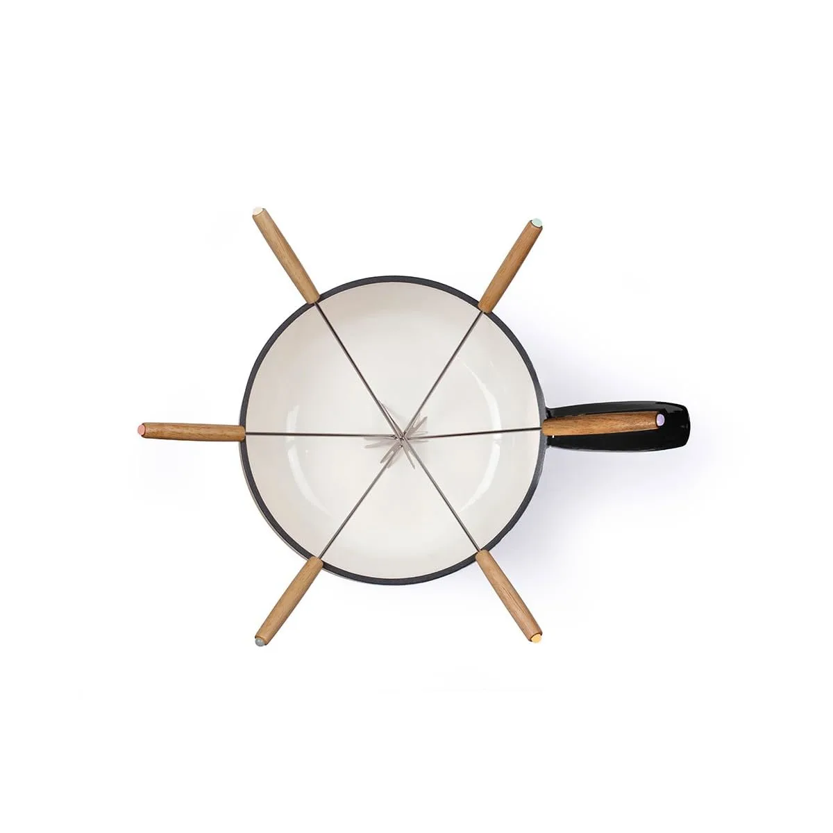 fondue cast iron wood 2
