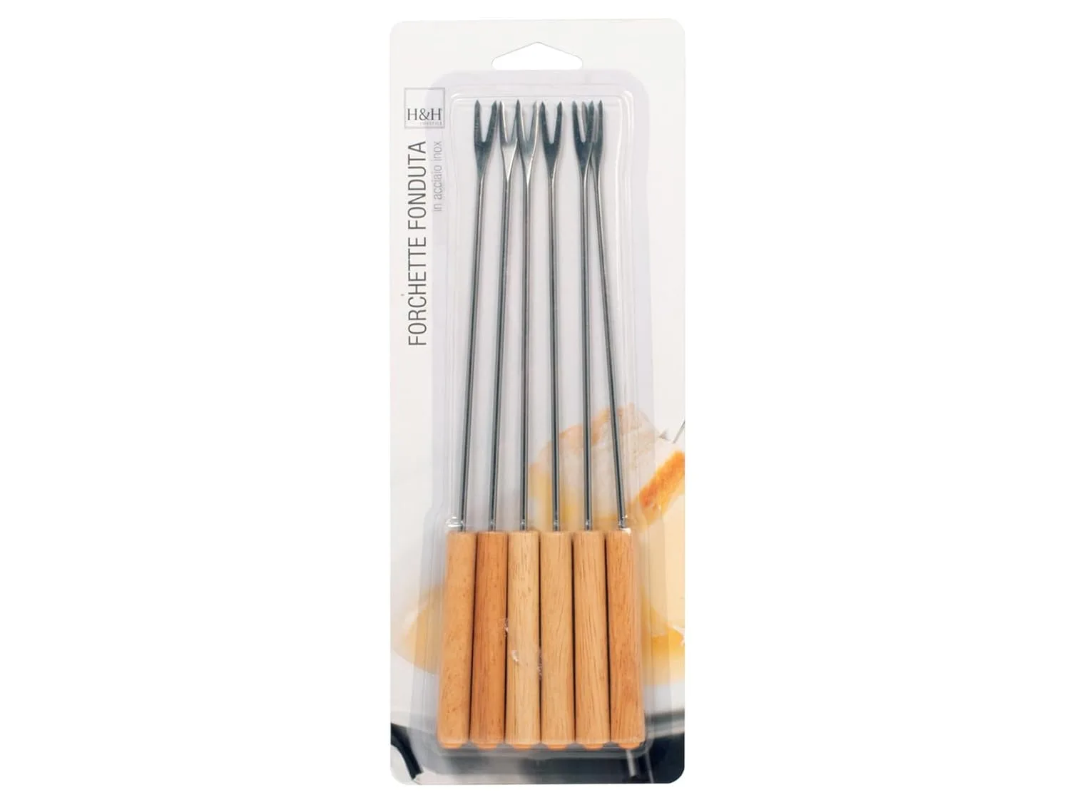 fondue forks stainless wood 1