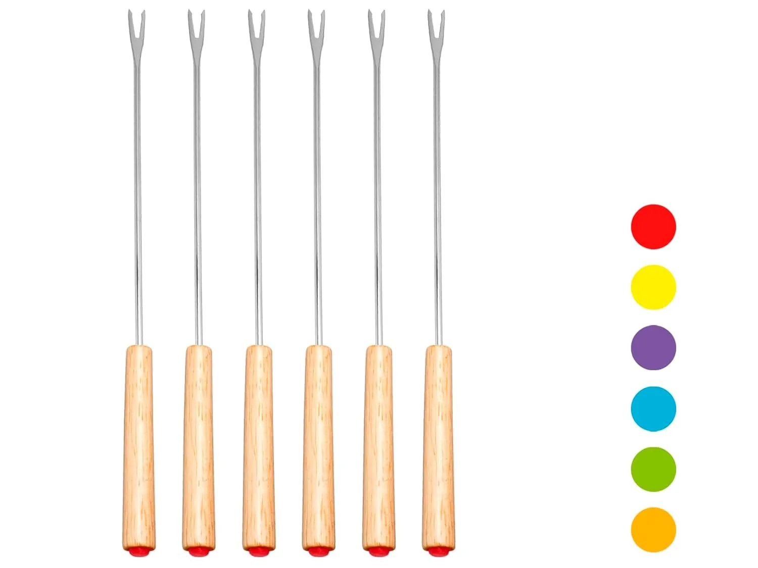 fondue forks stainless wood 2