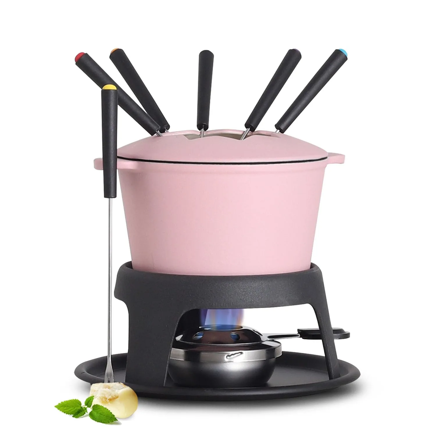 fondue pot set cast iron 1