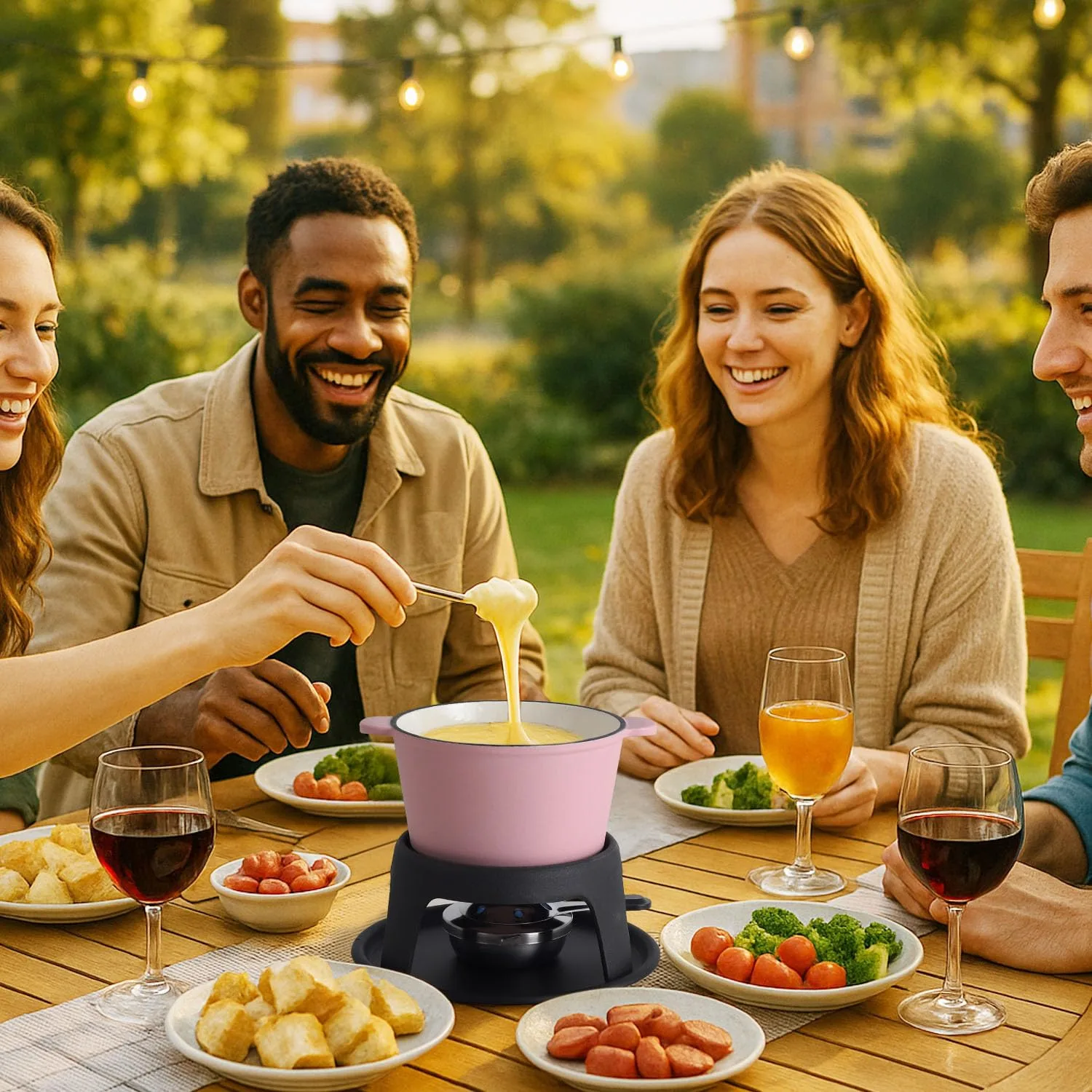 fondue pot set cast iron 2