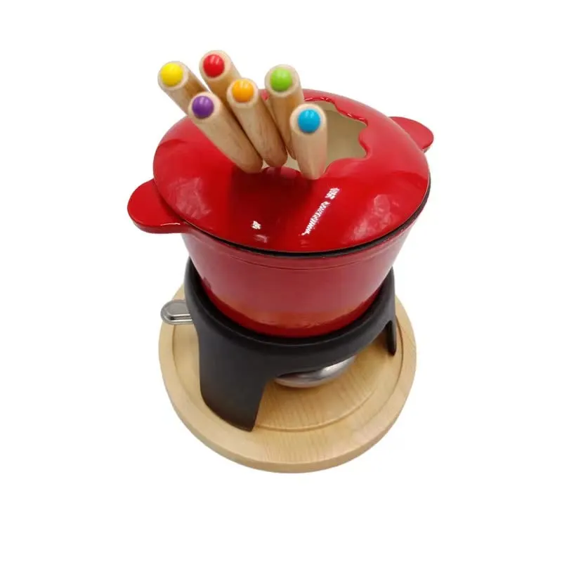 fondue set enameled pot 1
