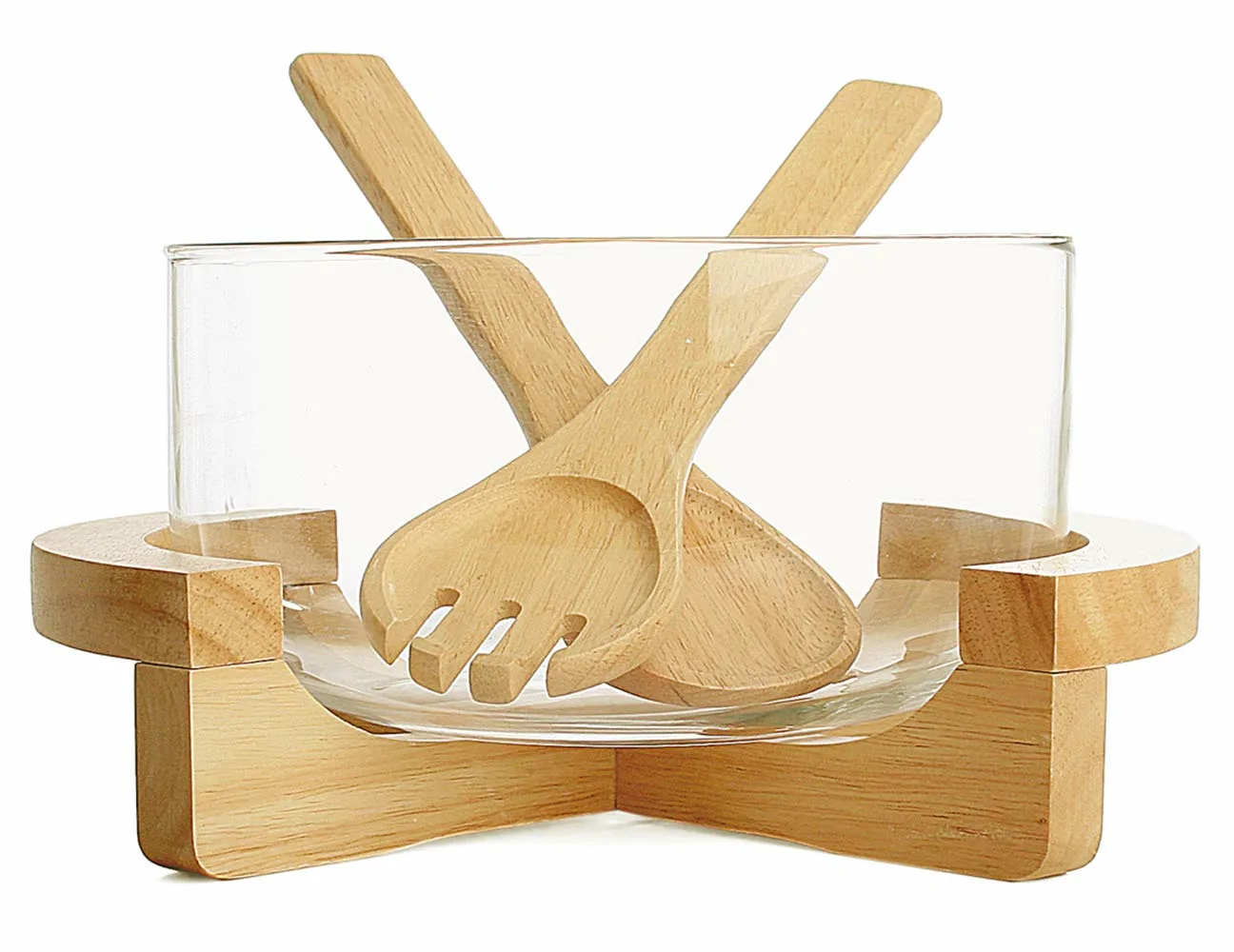 glass salad bowl wood 1