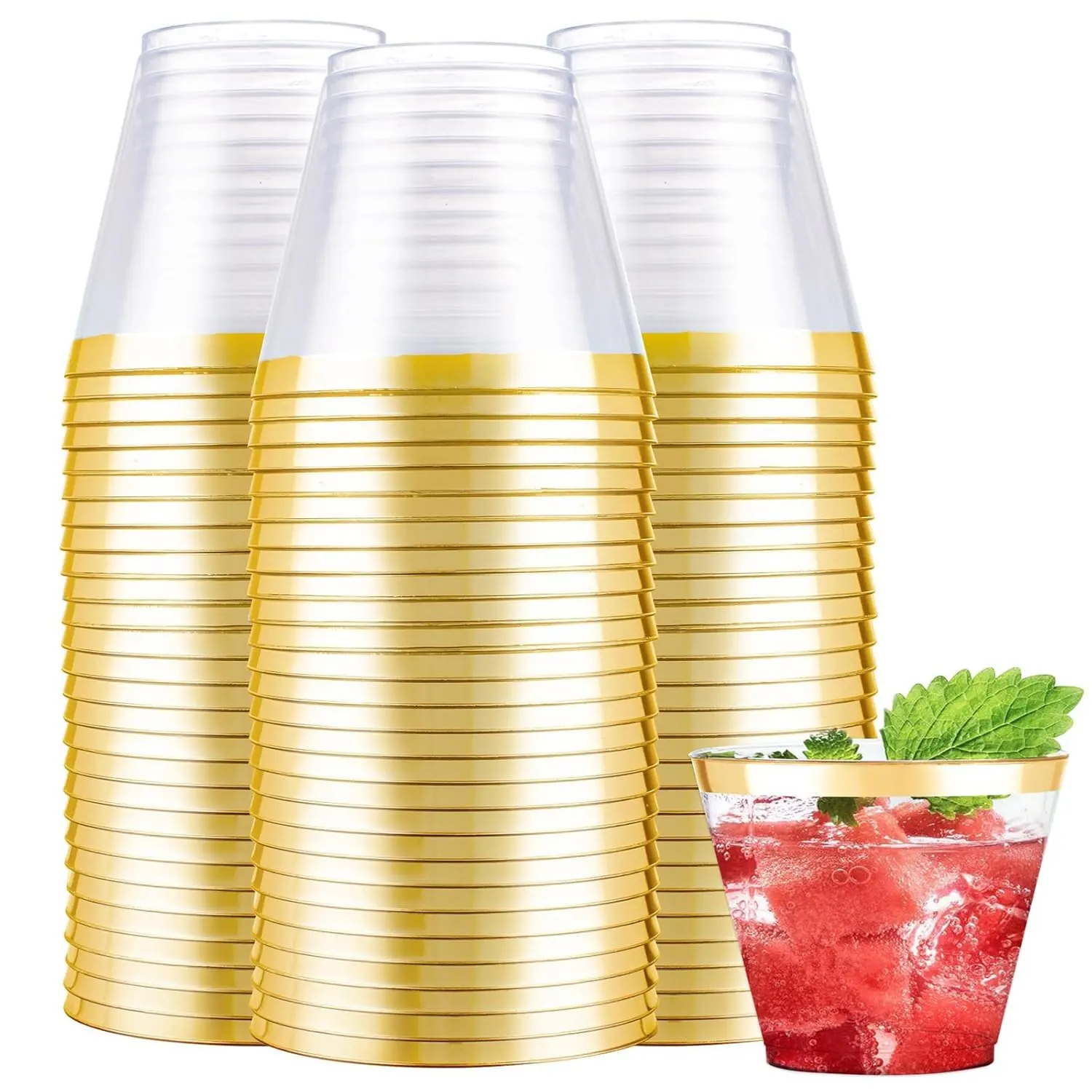 gold rim plastic cups 1