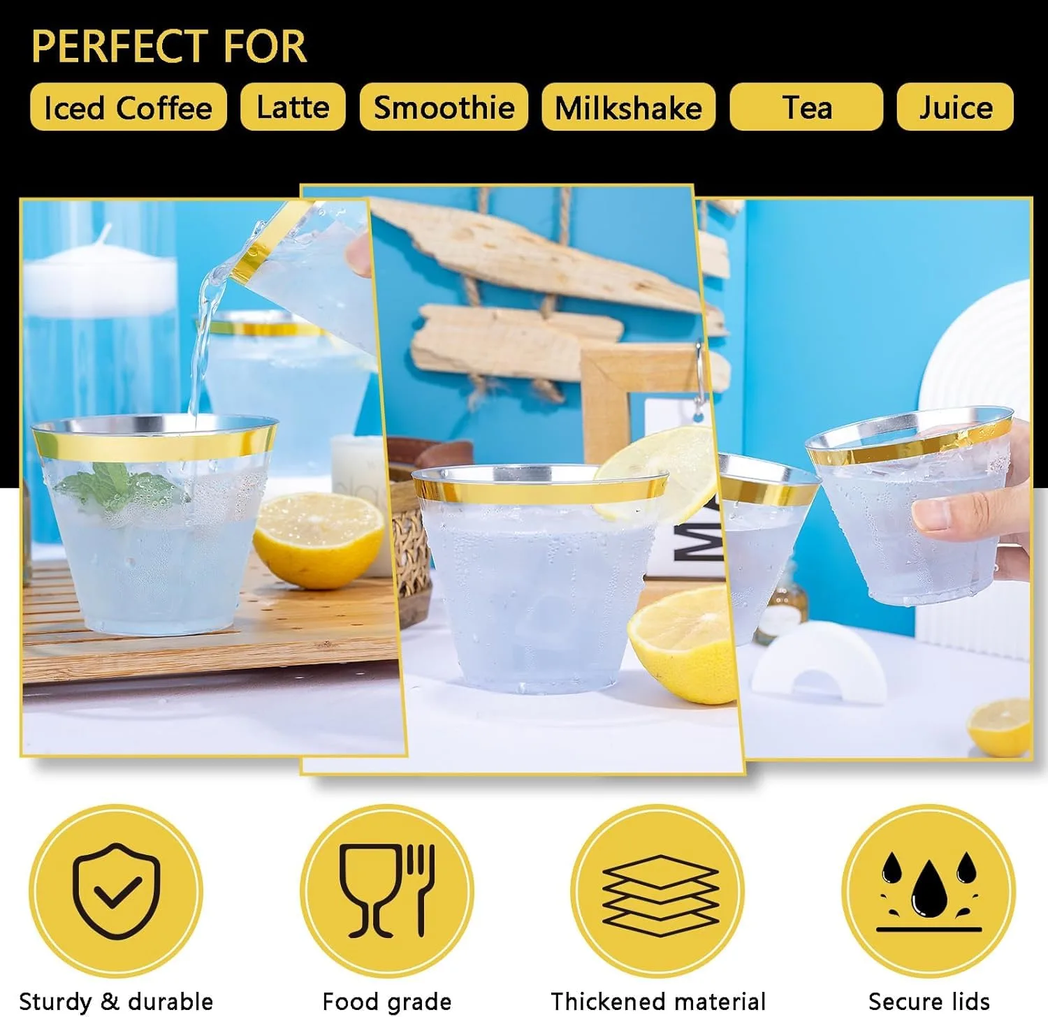 gold rim plastic cups 2