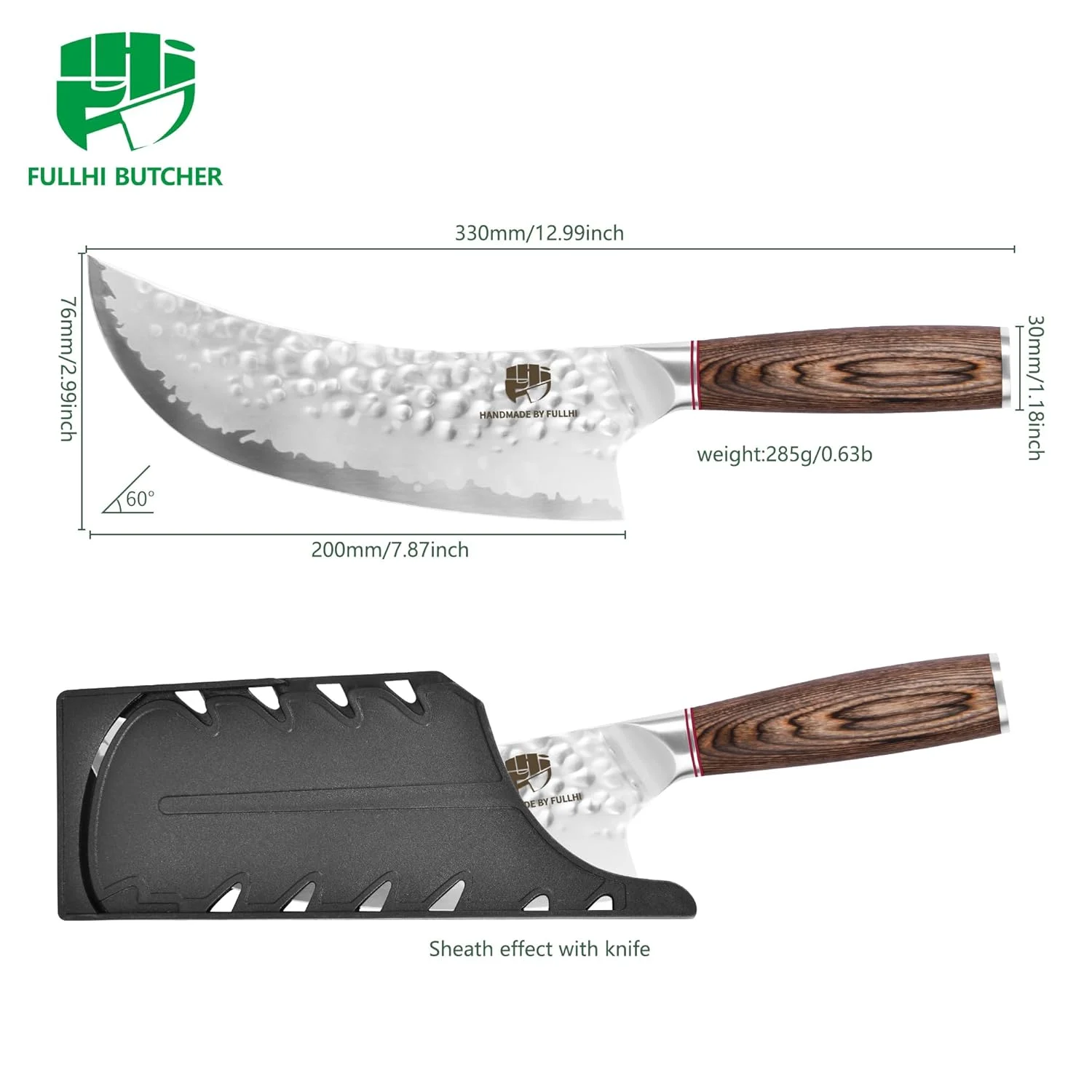 hammered kitchen knife set 2