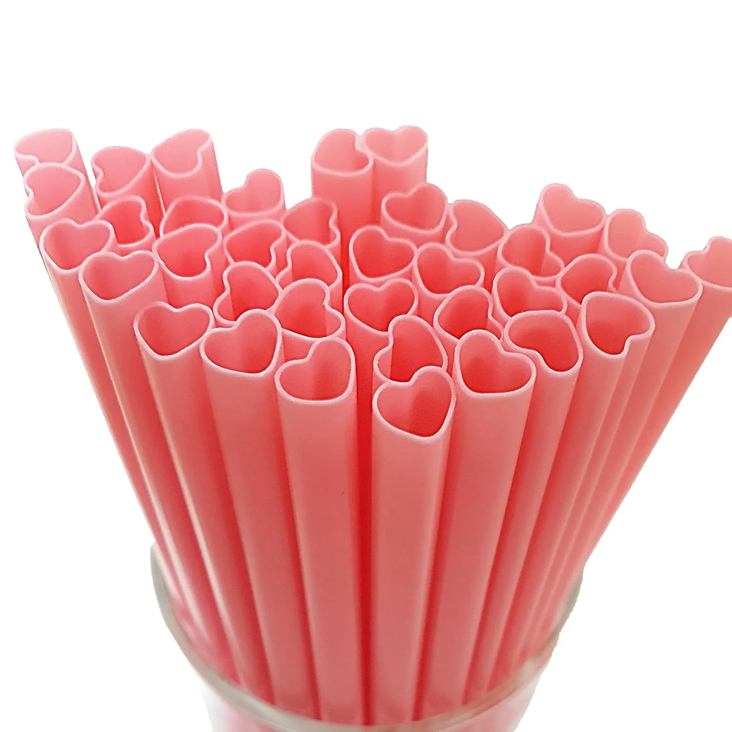 heart straws pink disposable 1