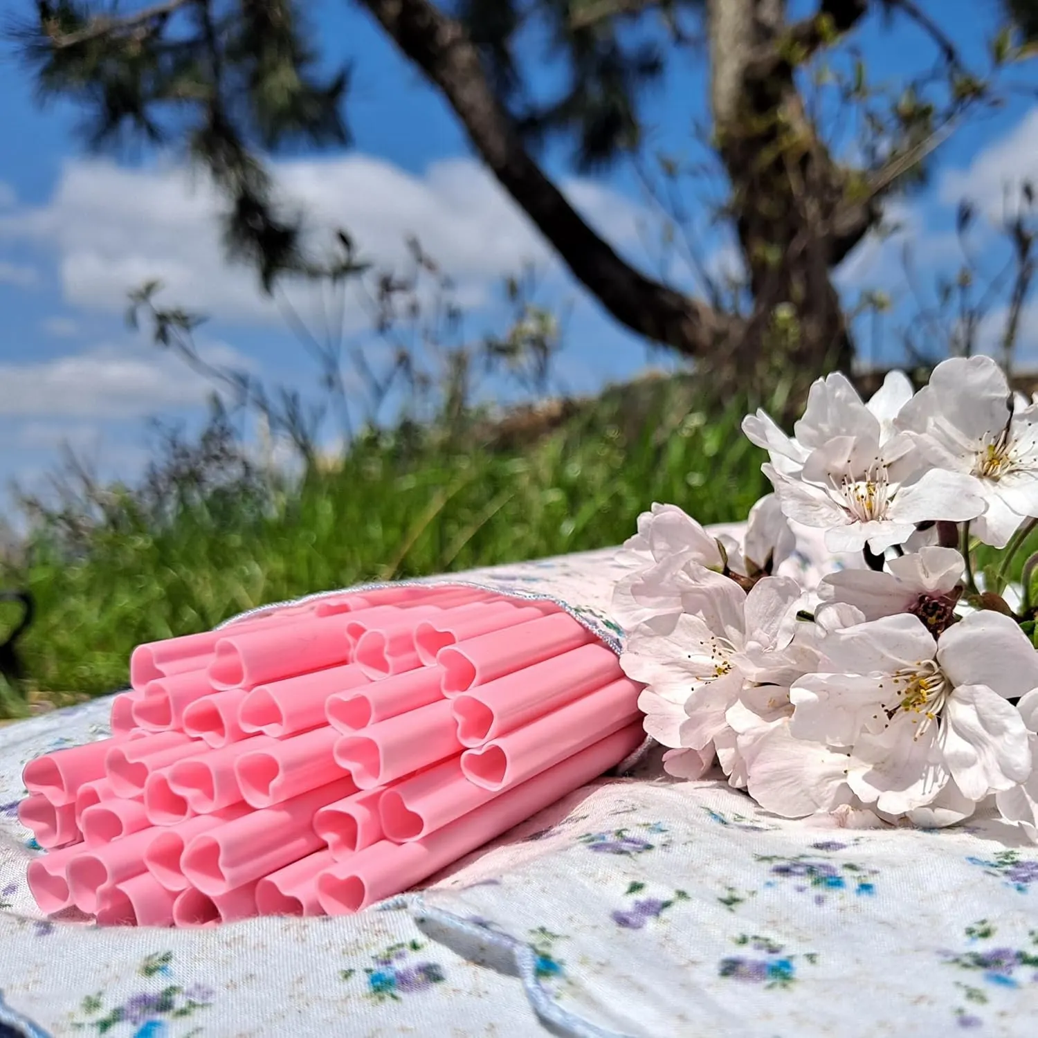 heart straws pink disposable 2