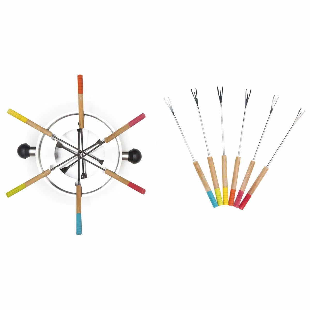 pebbly fondue forks bamboo 2